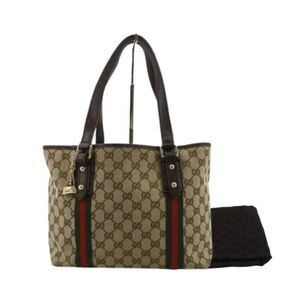 Gucci GG Canvas Handbag with Leather Handles and Trim